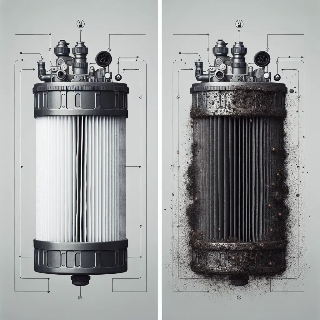 Clean and dirty filters highlight the importance of maintenance for optimal mechanical performance.